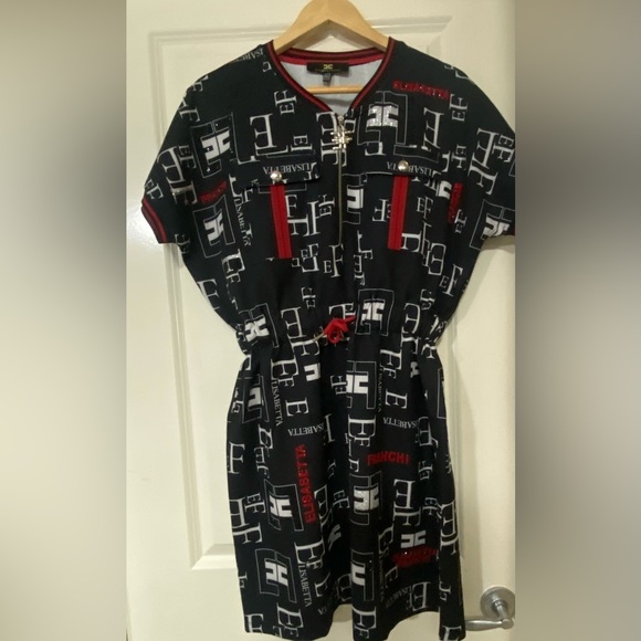 Black and White Geometric Shirt Dress - Picture 1 of 4